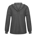 thumbnail image 6 of Tumotour Pullover Sweatshirts For Women Long Sleeve V Neck Button Collar Drawstring Hoodies 2024 Fall Casual Solid Color Loose Tops Shirts, 6 of 9