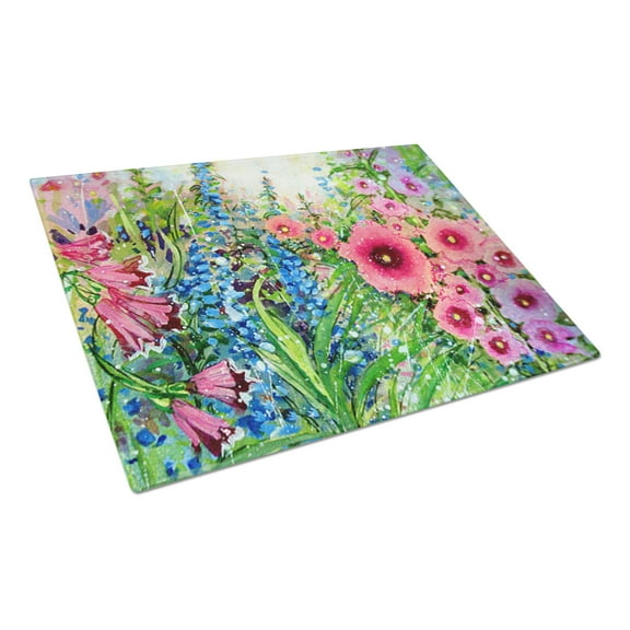 Caroline's Treasures Easter Garden Springtime Flowers Glass Cutting Board Large