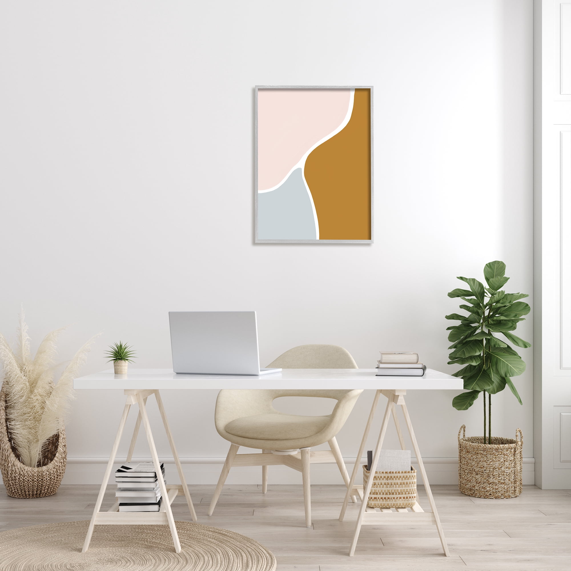 Stupell Indtries Split Path Abstraction Organic Curved Shapes Brown Grey,24 x 30,Design by Lea Straatsma