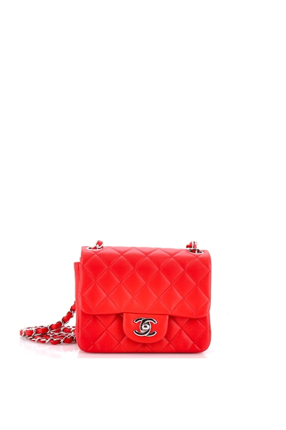 Pre-Owned Square Classic Single Flap Bag Quilted Lambskin Mini By Rebag