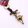 thumbnail image 4 of Key Chain Gift Alloy Hollow Sika Deer Vintage Woven Leather Keychain Key Chain Backpack Pendant, 4 of 5