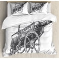 thumbnail image 1 of Wine King Size Duvet Cover Set, Hand-Drawn Sketch Vintage Bottle of Wine on Antique Stand Illustration, Decorative 3 Piece Bedding Set with 2 Pillow Shams, Charcoal Grey and White, by Ambesonne, 1 of 3