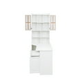 thumbnail image 6 of GZXS 55" Home Office Computer Desk with Hutch, Drawers and Bookshelves, L-Shaped Corner Study Table with Storage Cabinets, Modern Peninsula Desk for Bedroom, Living Room, or Workstation – White, 6 of 7