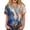 Blue, variant on Women's Artistic Floral & Abstract Print Henley Top - Short Sleeve Button Down Tunic Blouse with Pocket, Loose Fit Casual V-Neck Shirt for Summer Green XL
