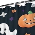 thumbnail image 3 of Dark Halloween Ghosts Pumpkins and Stars Shower Curtain 72"x84" ,Bathroom Decorative Shower Curtains Set with 12 Hooks,Modern Waterproof Washable Shower Curtain, 3 of 6