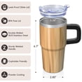 thumbnail image 3 of 20oz Insulated Stainless Steel Tumbler with Handle and Straw, 360° Full Wrap Printed Travel Mug with Sliding Lid, Wood Print, 3 of 6