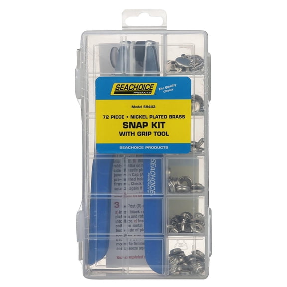 Seachoice59443 Nickel Plated Brass 72 Piece Snap Kit with Grip Tool