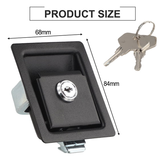 Baguer Stainless Steel RV Door Lock Latch for Yacht Trailer Bus, Black Automatic Paddle Entry Handle 68x84mm
