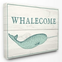The Stupell Home Decor Collection Whalecome Welcome Narwhal Wall Art