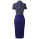 thumbnail image 4 of Vestido retro formal de manga corta con cuello redondo y estampado calado para mujer Fridja  bnh2404, 4 of 7