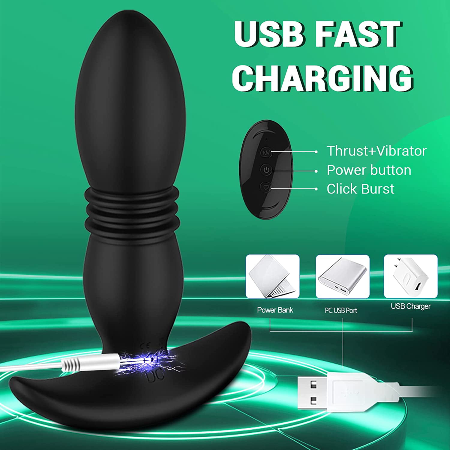 SPOWAY Automatic retraction Prostate Massager,Anal Vibrator with With Remote Control , Retractable and Pushable Anal Plugs, Anal Sex Toy Vibrators