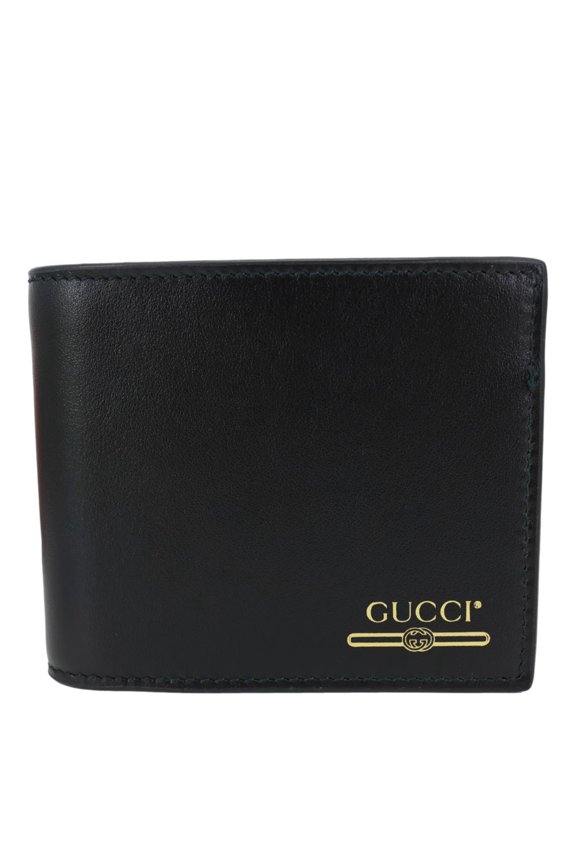 Pre-Owned GUCCI Logo Print Leather Bifold Wallet Black 547585