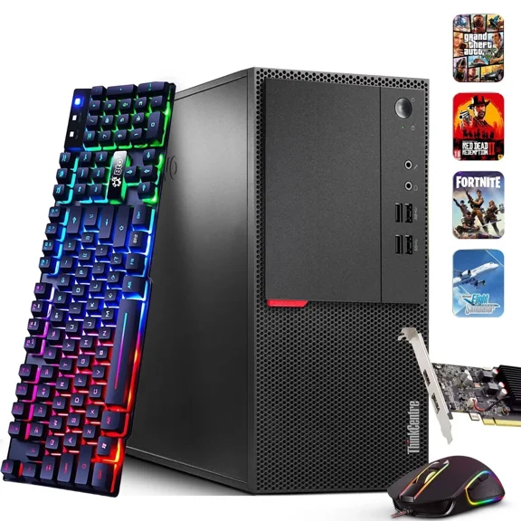 Restored Lenovo 700 Tower PC | i5-6th Gen Processor | AMD Radeon RX 550 | 8GB DDR4 RAM | 128GB SSD | WIFI | RGB Keyboard & Mouse | Windows 11 Pro Computers Desktop (Refurbished)