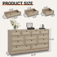 thumbnail image 2 of Commode Moderne en Bois Robuste à 12 Tiroirs pour Chambre - Coffre de 61 Pouces de Large avec Accents en Rotin - Armoire de Rangement et Meuble Télé pour Télé de 65 Pouces - pour Salon, Garde-Robe, Couloir, Bois Naturel, 2 of 7