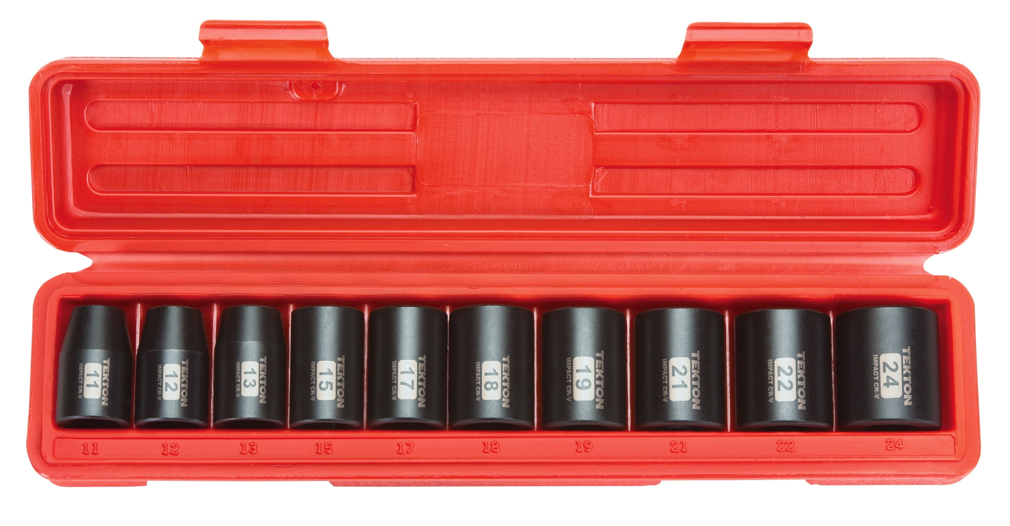 TEKTON 1/2 Inch Drive 6-Point Impact Socket Set, 10-Piece (11-24 mm