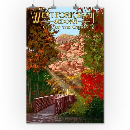 Sedona, Arizona - West Fork Trail - Call of the Canyon - Pathway & Red Rocks - Fall - Lantern Press Artwork (36x54 Giclee Gallery Print, Wall Decor Travel
