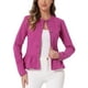 thumbnail image 1 of CHAQUETAS DE JEAN PARA MUJER INSPIRADAS CHIC, CON BOTONES, HEM PEPLUM, MANGAS LARGAS, CORTAS, COLOR ROSA FUERTE, TAMAÑO M, 1 of 5