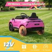 Lamborghini 12V Ride On Car for Kids, Electric Car with Remote Control, Music Player, Led Lights, Powered Ride On Toys for 3+ Years Olds Girls Boys, Pink