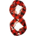 thumbnail image 4 of Soft Lightweight Sheer Fall Winter Christmas Infinity Scarf for Women, Cozy holiday Gift for Girls Teens Red Black Buffalo Plaid with Reindeer, 4 of 5