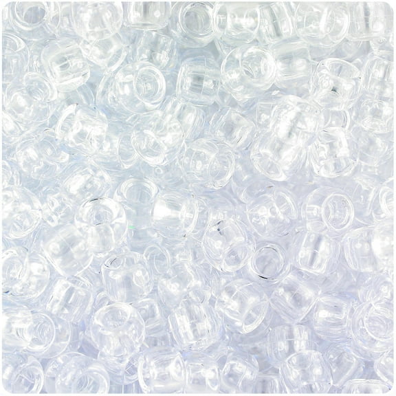 Beadtin Barrel Transparent Crystal Pony Loose Bead, 9 mm, (500 Count)