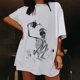 thumbnail image 5 of Pntutb Mujer Damas Mangas con hombros caídos Camiseta de manga corta suelta con estampado de calavera retro desgastado Pntutb Pntutb-4436, 5 of 6