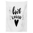 thumbnail image 3 of Ambesonne Live Laugh Love Tablecloth Rectangular Table Cover, Retro Message, 60"x90", Black White, 3 of 4