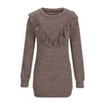thumbnail image 3 of GigrtiJin Hauts à Volants pour Femmes Manches Longues Blouse Ample Col Rond Habillée Décontractée Couleur Unie Tunique Chandail, 3 of 6