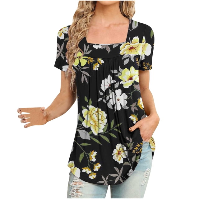 Pompotops T-Shirt Décontracté à Manches Courtes Imprimé Mode pour Femmes