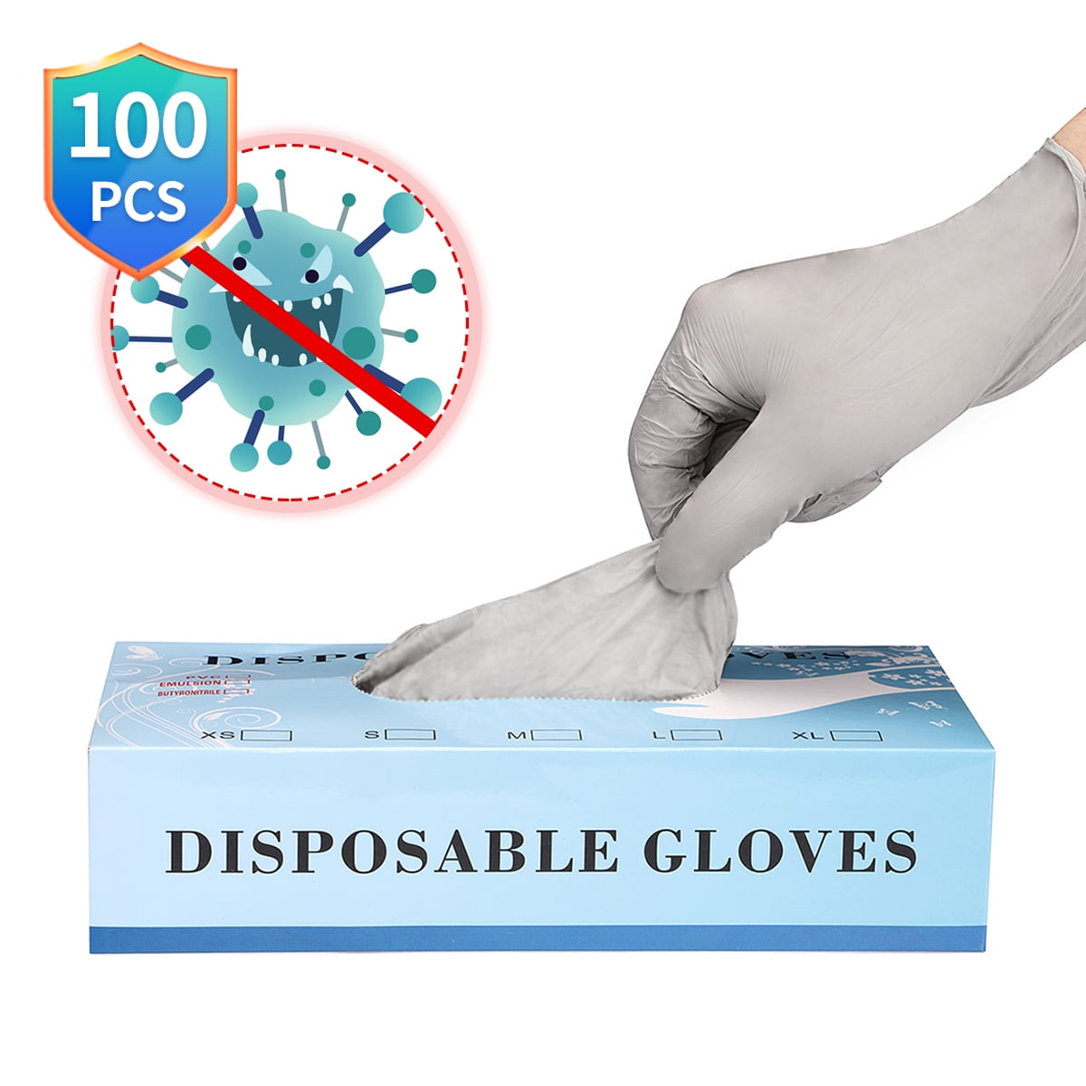 100 Pcs Disposable Nitrile Gloves Exam Gloves Powder Free Gloves Latex