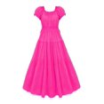 thumbnail image 1 of Gibobby Vestidos Casuales para Mujer Fuera del hombro Un cuello Algodón Seda Vestido floral 2024 Verano de manga corta Falda larga Estilo étnico Falda d(RD1,Talla única), 1 of 4