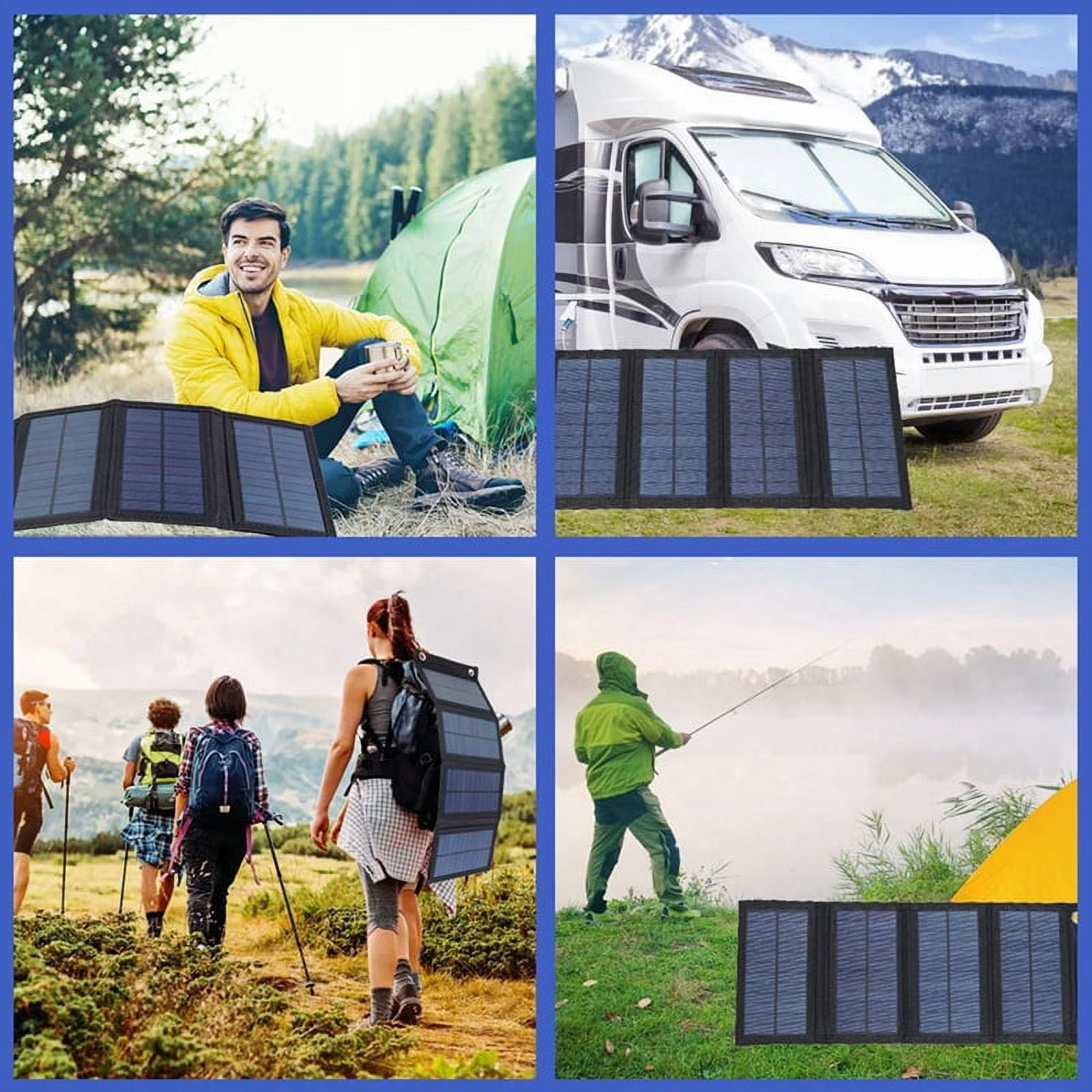 2X Foldable Solar Panel Charger Portable Battery for Cell Phone Outdoor Waterproof Power Bank for Camping Accessories