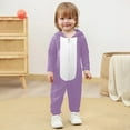 thumbnail image 5 of QIUOMBBP Fleece Fuzzy Onesie Pajamas for Family Women Men Matching Couples Sleepwear Cute Bear Ear Hooded Long Sleeve Jumpsuits Loungewear Purple, 5 of 6