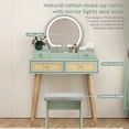 thumbnail image 7 of Brafabhome Vintage Boho Vanity Table Set with Adjustable Lighted Mirror and Stool, Modern Dressing Table Set with Drawers and Storage Shelves for Makeup Room Bedroom | Green, 7 of 7