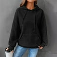 thumbnail image 2 of Women Oversized Hoodie Women Fall Winter Hoodie Thick Waffle Texture Hooded Long Sleeves with Big Pocket Solid Color Loose Elastic Cuffs Drawstring, 2 of 8