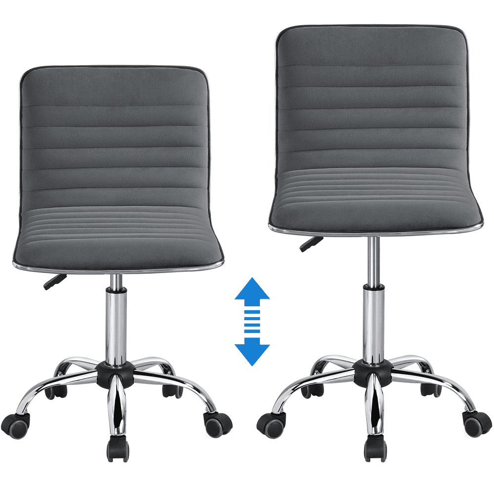 Yaheetech Velvet Low Back Armless Office Chair with Wheels, Dark Gray