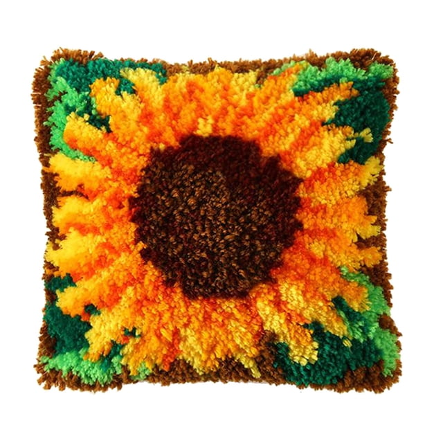 Kits de gancho de pestillo DIY Gatos Girasol Alfombra de crochet Fabricación de alfombras Girasoles