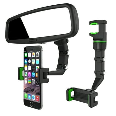 JacobsParts Rearview Mirror Phone Holder for Car, Rotatable and Retractable Phone Holder Mount for iPhone and Samsung - Universally Compatible with All Android Phones