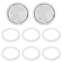 Espresso Maker Moka Pot Replacement With 2 Filters And 6 Silicone Gasket Seals 3Cup