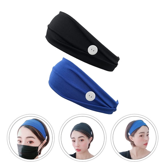 LEORX Black Stretch Headband with Button for Decoration Made of Polyester Very Fashionable and Breathable
