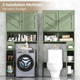 thumbnail image 4 of Walsunny Over the Toilet Storage Cabinet with Doors Side Storage Toilet Paper Holder Stand Space Saver Shelf Organizer Rack Freestanding for Restroom Bathroom Laundry Green, 4 of 7