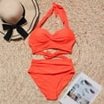 thumbnail image 6 of IDALL Bikini Sets Bathing Suit Women's High Waisted Swimsuit Split Wrap Cup Polka Dot Printed Bikini Womens Swimsuits Micro Bikini Orange L, 6 of 9