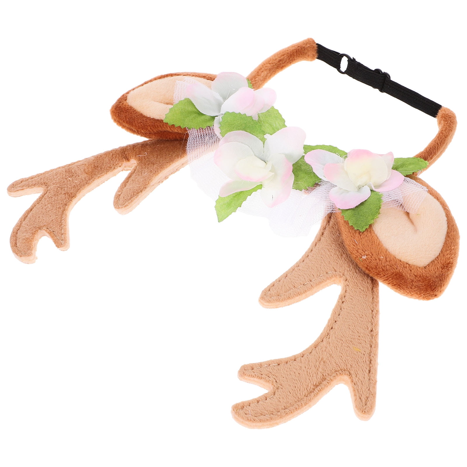 OULII Christmas Dog Antler Headband Soft Plush Pet Headdress for Festive Party Use