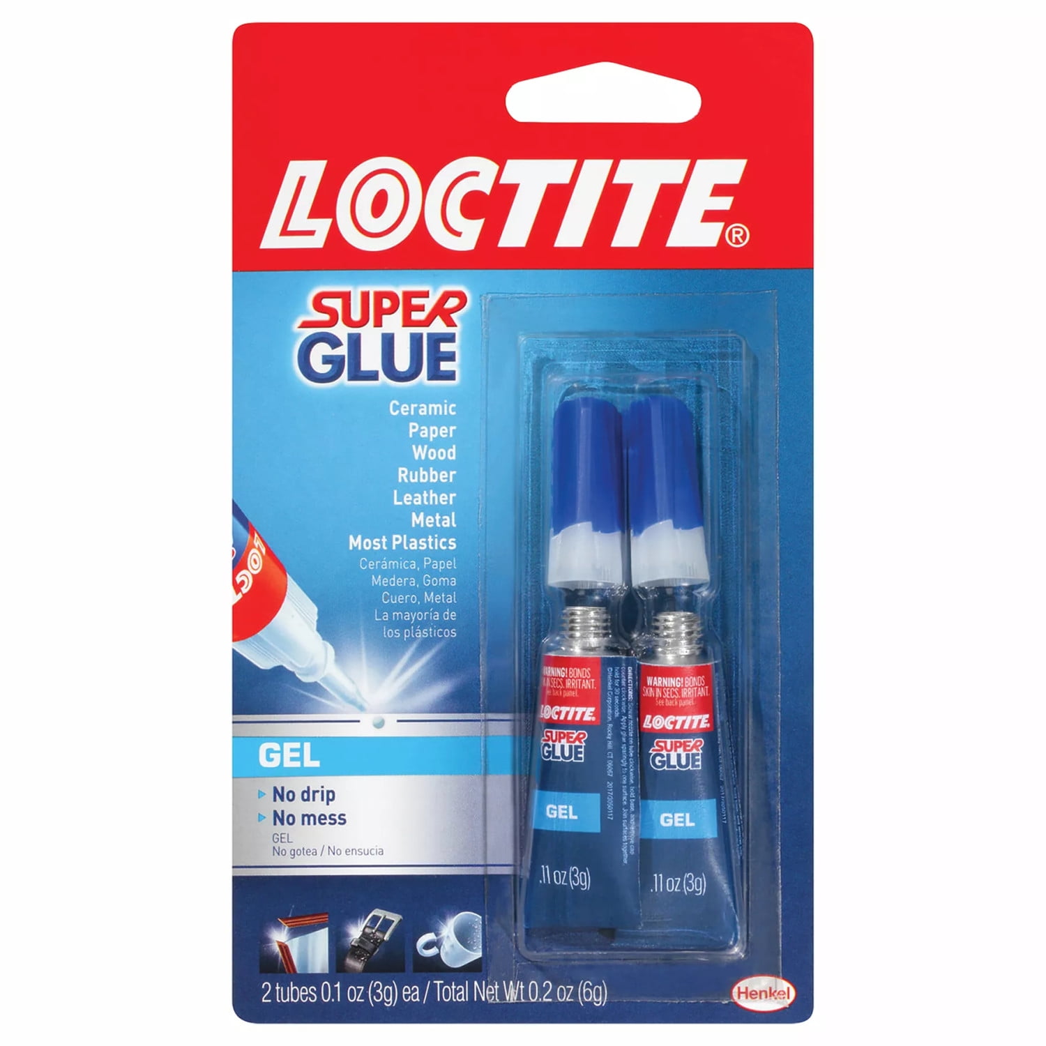 Loctite Super Glue Gel Tube, 2 pack, 0.11 oz Tube