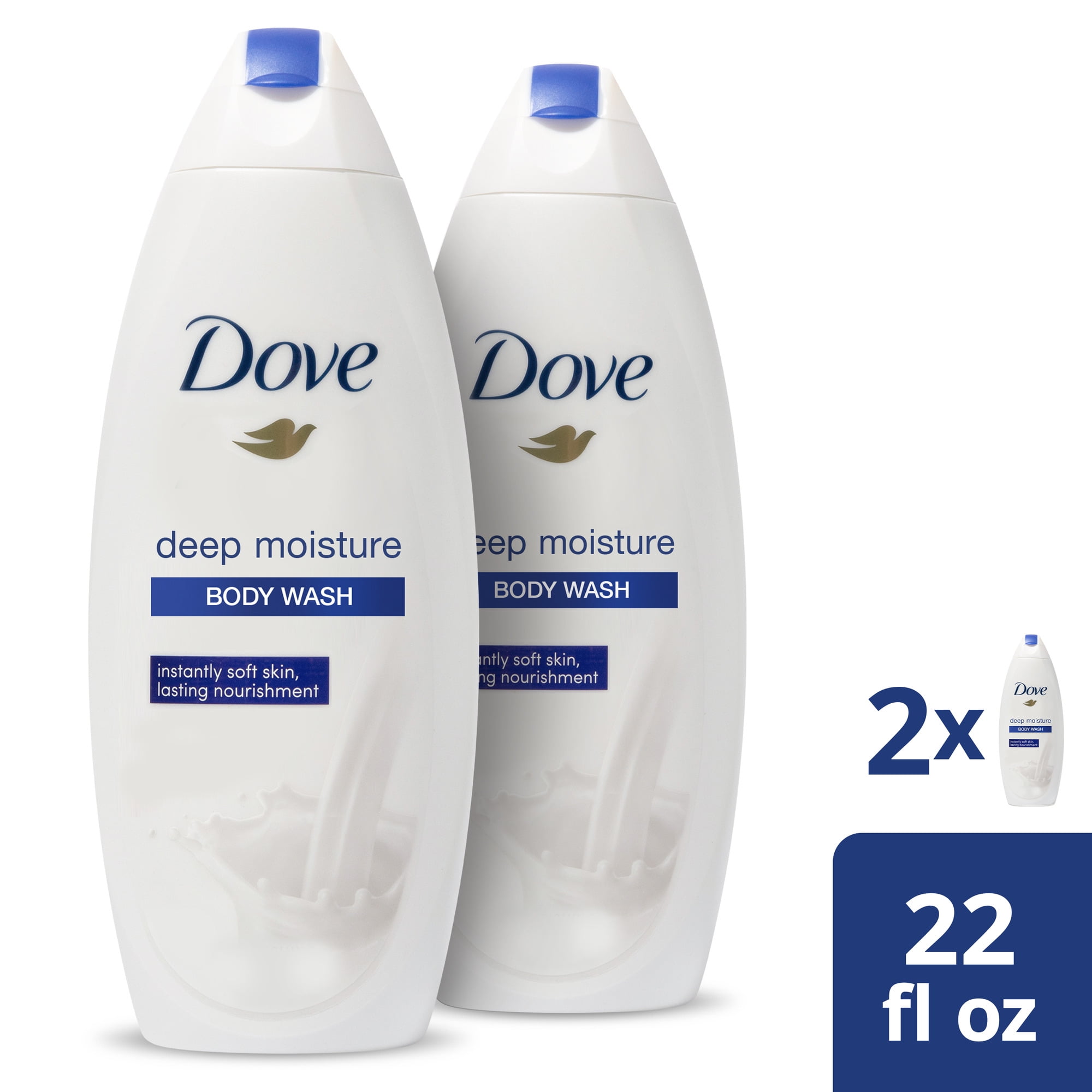 Dove Deep Moisture Skin Natural Nourishers for Instantly Soft Skin Body Wash 22 oz, 2 Count