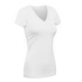 thumbnail image 5 of Essential Basic Women's Short Sleeve T Shirt V Neck Tee Value Set (3Pk, Black, Khaki, White, Small), 5 of 5