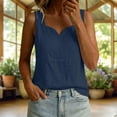 thumbnail image 4 of Noric Women's Cotton Linen Sleeveless Tank Top Scallop V-Neck Loose Fi Casual Summer Basic Tops, 4 of 6