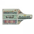 thumbnail image 1 of Retro Cutting Board, Summer Holiday Vintage Camping Beach Sign Boards in Old Style Faint Colors Art Print, Tempered Glass Cutting and Serving Board, Wine Bottle Shape, Multicolor, by Ambesonne, 1 of 1