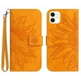 thumbnail image 1 of Mantto for Apple iPhone 11 6.1 inch Wallet Case with Wrist Strap,Stylish Sunflower Embossed PU Leather Shockproof Protective Magnetic Flip Stand Card Slots Protective Phone Cover,Yellow, 1 of 10