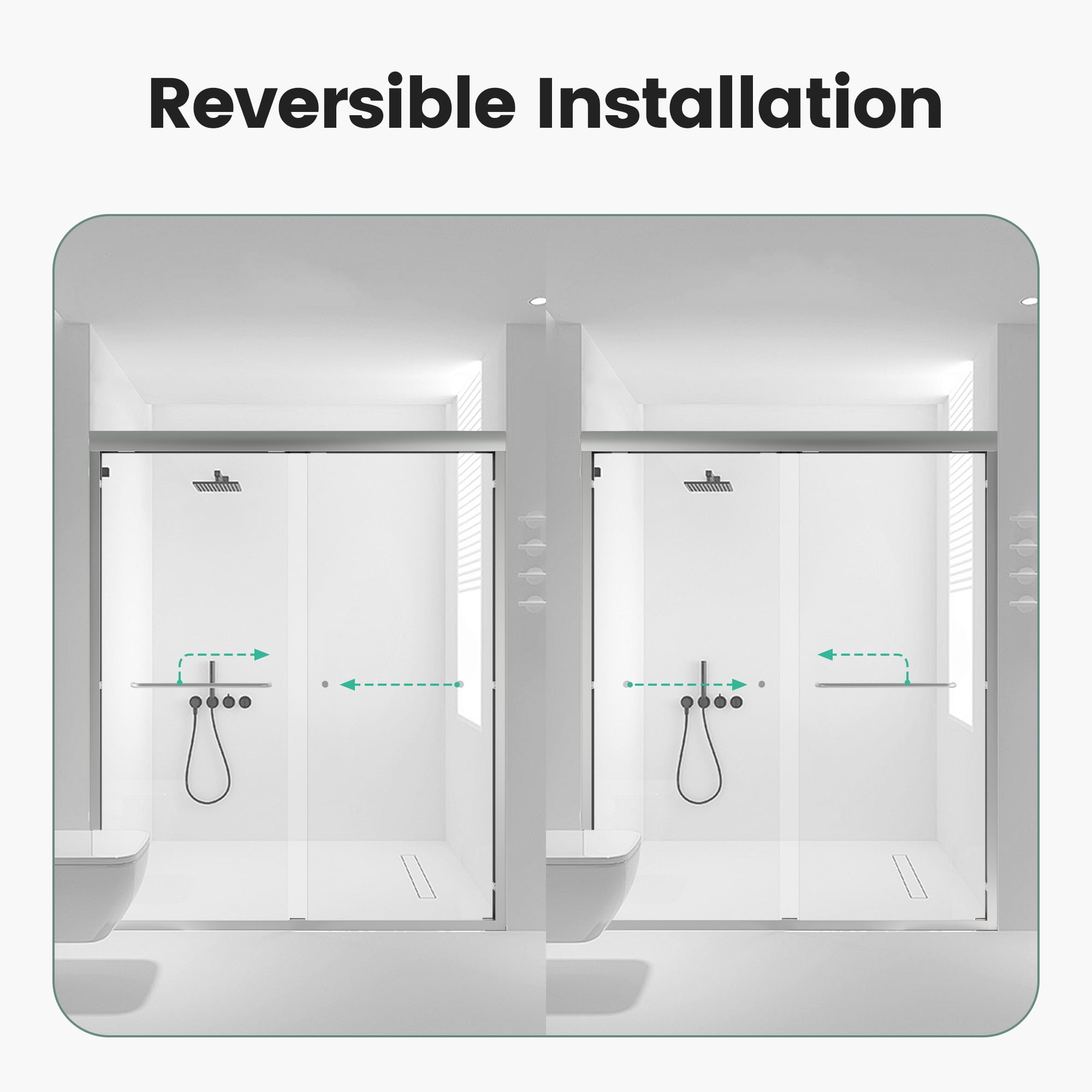 Leumius 56"-60"W*72" H Semi-Frameless Double Sliding Shower Door, Bypass Shower Door, 1/4" (6mm) Thick SGCC Tempered Glass Door, Chrome