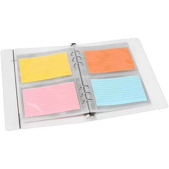 3 x 5 Index Card Holder, 120 Card Sleeves, Holds 240 Pieces Cards, Organizer Pouches Book Binder for Note, Study and Recipe $$Office